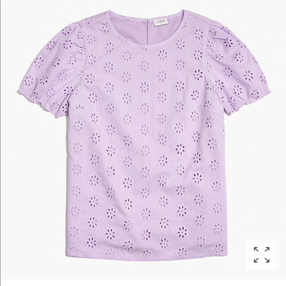 J Crew Eyelet Top with Puff Sleeves